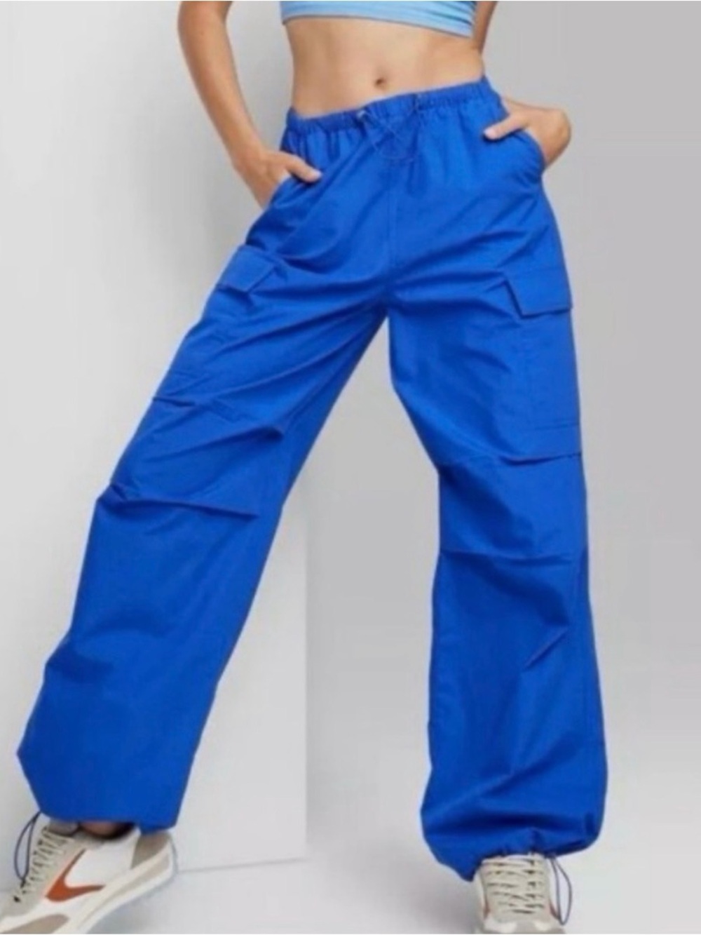 Wild Fable Target Cobalt Blue High Rise Cargo Parachute Pants XS